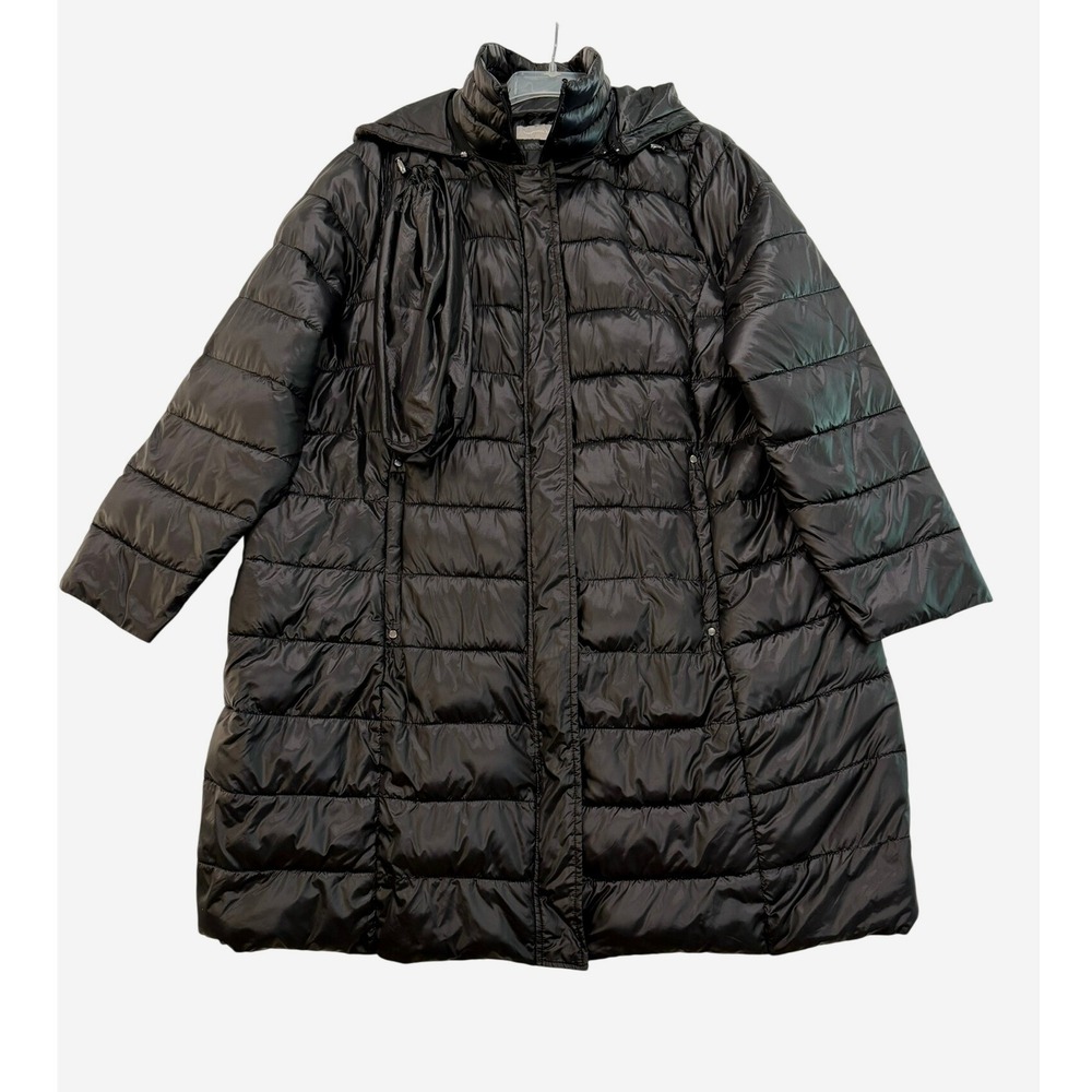 Woman Within Black Puffer Coat Detachable Hood Quilted Packable Jacket 1X